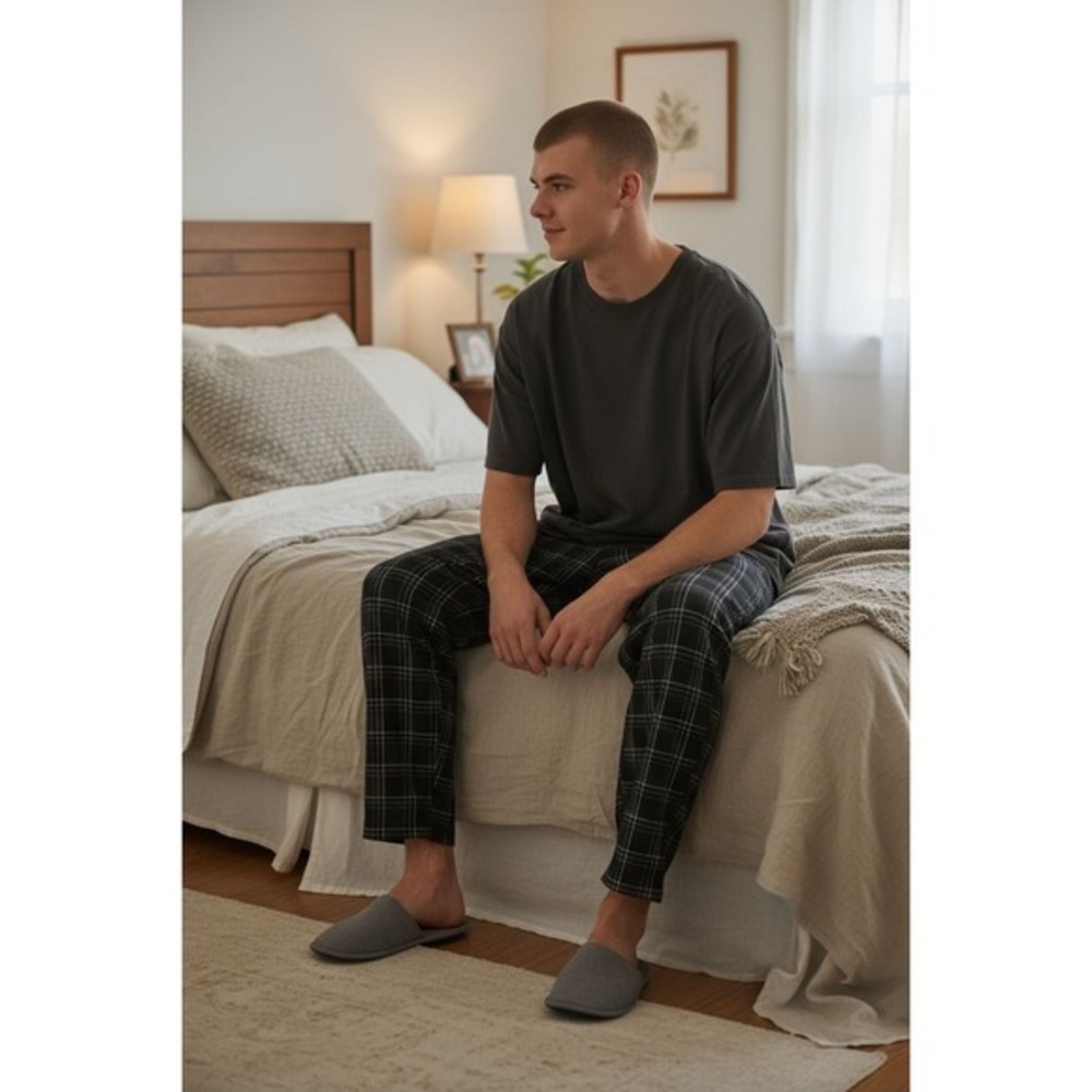 NEW Cuddl Duds Men's PJ Set Black Size XL (S28)